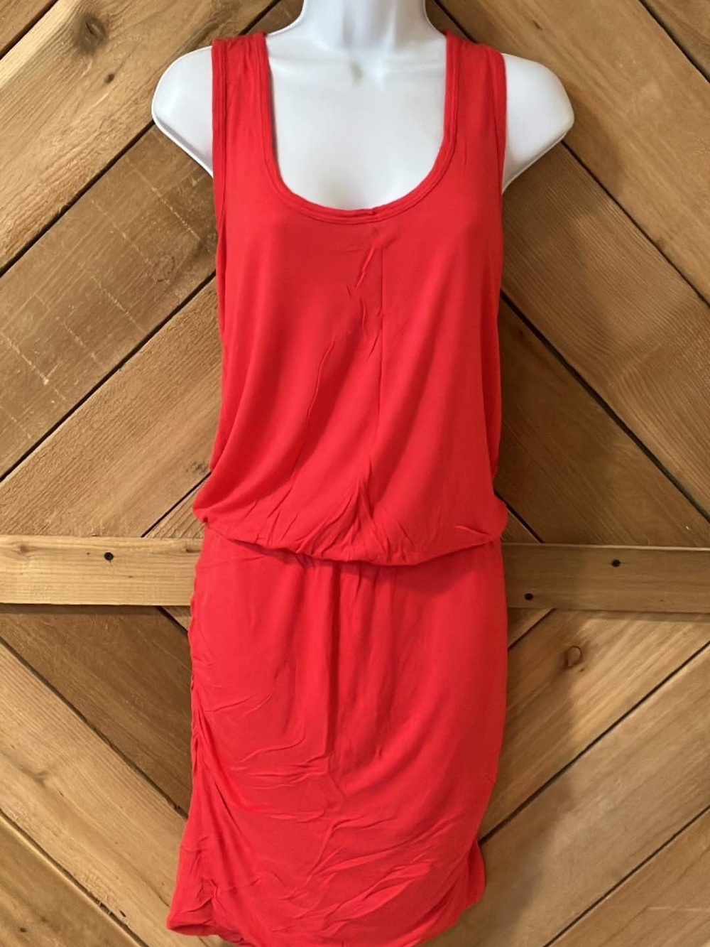 The Vanity Room Coral-Red Sleeveless Dress